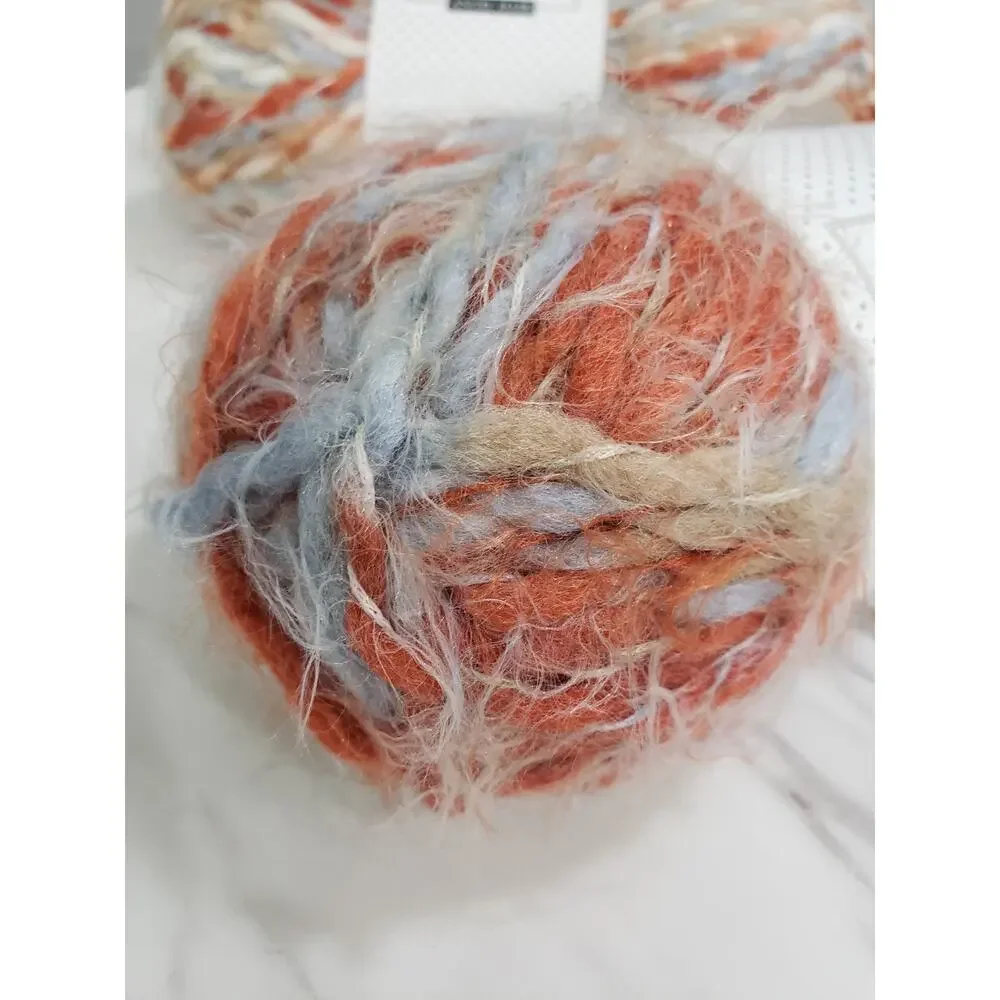 Lot 2 Buttercream Luxe Craft ANGEL‎ HAIR Yarn Blue Rust Butter Cream